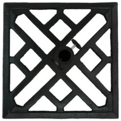 Sunnydaze Decor Sunnydaze Outdoor Heavy-Duty Cast Iron Decorative Modern Geometric Design Patio Yard Square Umbrella Base Stand - 17" - Black -Furniture GUEST 907bab66 6f33 47c2 887d cc863cc84af0