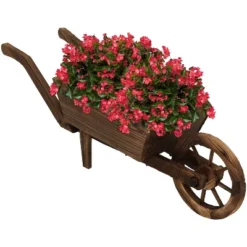 Sunnydaze Decor Sunnydaze Wooden Decorative Wheelbarrow Planter For Patio, Lawn And Garden - 35" L X 10" W X 11" - Brown -Furniture GUEST 917935f8 cdd8 49f2 a0dc 4888e6d0afcd