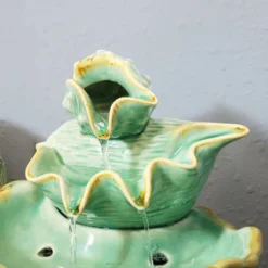 Sunnydaze Decor Sunnydaze Indoor Home Decorative Stacked Tiered Seashells Tabletop Water Fountain Feature - 7" - Green -Furniture GUEST 918259de 4a96 43fb 957e fee2fdeed538