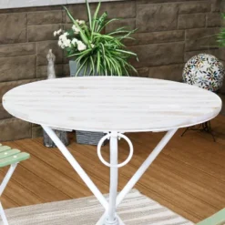 Sunnydaze Decor Sunnydaze Indoor/Outdoor French Country Chestnut Wood Folding Round Bistro Table - 28"- White -Furniture GUEST 9206b9c6 66dc 4875 a160 d9c585874652
