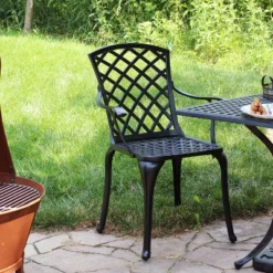 Sunnydaze Decor Sunnydaze Outdoor Crossweave Design Black Cast Aluminum Patio Dining Chair, 2pk -Furniture GUEST 934e2d31 9ae1 4e9f 8083 9789493e2f84