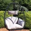 Sunnydaze Decor Sunnydaze Outdoor Resin Wicker Patio Oliver Lounge Hanging Basket Egg Chair Swing With Cushions And Headrest - Gray - 2pc -Furniture GUEST 938f2782 67a3 49fe 9156 8d7f5d8695c0