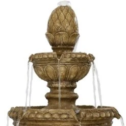 Sunnydaze Decor Sunnydaze 65"H Electric Resin And Concrete 4-Tier Eggshell Edge Outdoor Water Fountain With LED Lights -Furniture GUEST 93d8e8fd 2975 4f36 a228 49c3bd25825b