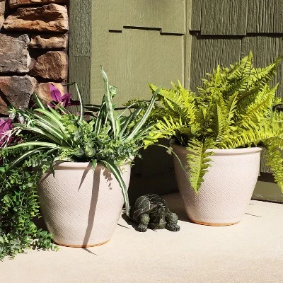 Sunnydaze Decor Sunnydaze Ocean Villa Decorative Glazed Ceramic Outdoor Planters For Greenery Or Flowers - 11.75" - Pearl - 2pc 3 Sunnydaze Decor Sunnydaze Ocean Villa Decorative Glazed Ceramic Outdoor Planters For Greenery Or Flowers - 11.75" - Pearl - 2pc