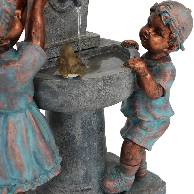 Sunnydaze Decor Sunnydaze 30"H Electric Polyresin Boy And Girl At Bird Bath Outdoor Water Fountain 5 Sunnydaze Decor Sunnydaze 30"H Electric Polyresin Boy And Girl At Bird Bath Outdoor Water Fountain - Image 3