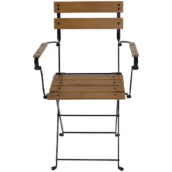 Sunnydaze Decor Sunnydaze Indoor/Outdoor Patio Or Dining Basic Chestnut Wooden Folding Bistro Arm Chair - Brown -Furniture GUEST 96740dc5 bdbd 49b8 afcf 57d40092c84c