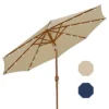 Sunnydaze Decor 8.5 Ft Outdoor Patio Umbrella With Tilt, Crank And Vent - Faux Woodgrain Finish - Solar