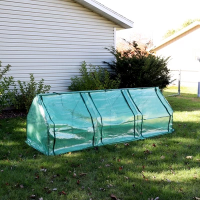 Sunnydaze Decor Sunnydaze Outdoor Portable Slanted Top Plant Shelter Mini Cloche Greenhouse With Zipper Doors - 36" - Green 12 Sunnydaze Decor Sunnydaze Outdoor Portable Slanted Top Plant Shelter Mini Cloche Greenhouse With Zipper Doors - 36" - Green - Image 10