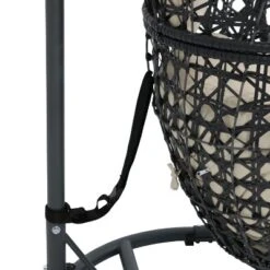 Sunnydaze Decor Sunnydaze Outdoor Resin Wicker Patio Cordelia Hanging Basket Egg Chair Swing With Cushion, Headrest, And Steel Stand Set - Beige - 3pc -Furniture GUEST 9718e310 3942 4163 bb3b b1eb30a22e38
