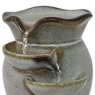 Sunnydaze Decor Sunnydaze Indoor Home Decorative Smooth Ceramic Cascading Side Tiers Tabletop Water Fountain - 8" - Light Brown 4 Sunnydaze Decor Sunnydaze Indoor Home Decorative Smooth Ceramic Cascading Side Tiers Tabletop Water Fountain - 8" - Light Brown - Image 2