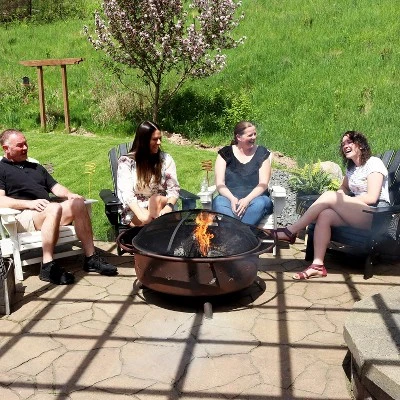 Sunnydaze Decor Sunnydaze Outdoor Camping Or Backyard Steel Round Cosmic Fire Pit With Spark Screen And Log Poker - 41.5" - Black 8 Sunnydaze Decor Sunnydaze Outdoor Camping Or Backyard Steel Round Cosmic Fire Pit With Spark Screen And Log Poker - 41.5" - Black - Image 6