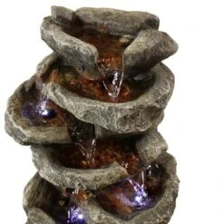 Sunnydaze Decor Sunnydaze Indoor Home Office Relaxing 6-Tiered Stone Falls Tabletop Water Fountain With LED Lights - 15" -Furniture GUEST 975aa72a 2ebf 4c27 8b51 bacbf7fb7def