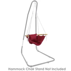 Sunnydaze Decor Sunnydaze Audrey Olefin Fabric Outdoor Hammock Chair Swing With Bamboo Wood Armrest And Cushion - 260 Lb Weight Capacity - Red -Furniture GUEST 97fb8f95 ec68 41dc 9cb3 0f67dd9e215c