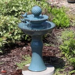 Sunnydaze Decor Sunnydaze 27"H Electric Green Ceramic 2-Tier Resting Birds Outdoor Water Fountain 16 Sunnydaze Decor Sunnydaze 27"H Electric Green Ceramic 2-Tier Resting Birds Outdoor Water Fountain -Furniture GUEST 9833f9ca d804 4eb3 b69e ec2db947582a 1