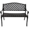 Sunnydaze Decor Sunnydaze 2-Person Checkered Design Cast Aluminum Outdoor Patio Bench, Black 2 Sunnydaze Decor Sunnydaze 2-Person Checkered Design Cast Aluminum Outdoor Patio Bench, Black -Furniture GUEST 984b7773 6891 4fe2 b84a fe6ece2eb960