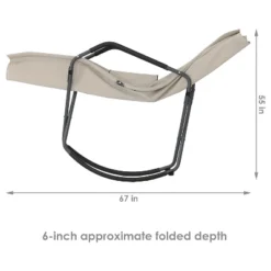 Sunnydaze Decor Sunnydaze Outdoor Folding Rocking Chaise Lounge Chair With Headrest Pillows - Beige - 2pk