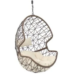 Sunnydaze Decor Sunnydaze Outdoor Resin Wicker Patio Danielle Hanging Basket Egg Chair Swing With Cushion And Headrest - 2pc -Furniture GUEST 99cae45d 1381 49fe 9ac0 e2b648ed9820