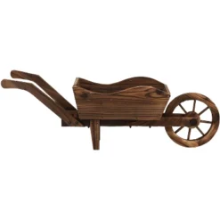 Sunnydaze Decor Sunnydaze Wooden Decorative Wheelbarrow Planter For Patio, Lawn And Garden - 35" L X 10" W X 11" - Brown -Furniture GUEST 9b74e370 3e85 4e65 b651 e3347b06a9f8