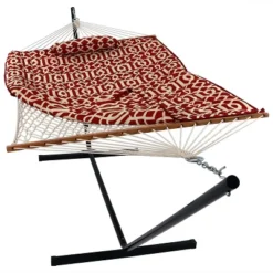 Sunnydaze Decor Sunnydaze Cotton Rope Freestanding Hammock With Spreader Bar With Portable Steel Stand And Pad And Pillow Set - 12' Stand 41 Sunnydaze Decor Sunnydaze Cotton Rope Freestanding Hammock With Spreader Bar With Portable Steel Stand And Pad And Pillow Set - 12' Stand -Furniture GUEST 9bc2e676 4b65 4f21 b3a2 e3418d80f546
