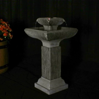 Sunnydaze Decor Sunnydaze 26"H Electric Resin 2-Tier Outdoor Square Bird Bath Water Fountain With LED Lights 9 Sunnydaze Decor Sunnydaze 26"H Electric Resin 2-Tier Outdoor Square Bird Bath Water Fountain With LED Lights - Image 7
