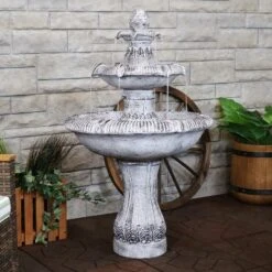 Sunnydaze Decor Sunnydaze 50"H Electric Fiberglass Reinforced Concrete 3-Tier Mediterranean-Inspired Outdoor Water Fountain -Furniture GUEST 9cc8c1c6 53e6 49b0 aa56 ee949b5d2315
