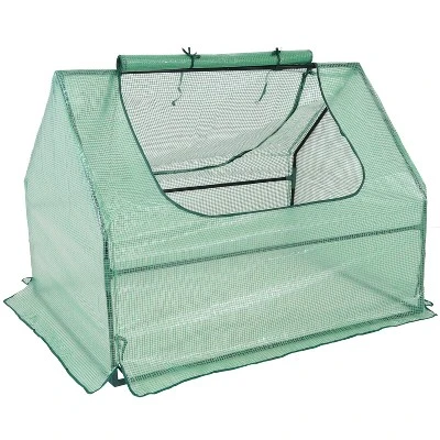 Sunnydaze Decor Sunnydaze Mini Greenhouse With 2 Zippered Side Doors - Green 11 Sunnydaze Decor Sunnydaze Mini Greenhouse With 2 Zippered Side Doors - Green - Image 9