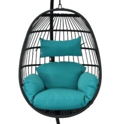 Sunnydaze Decor Sunnydaze Outdoor Resin Wicker Patio Dalia Hanging Basket Egg Chair With Cushions, Headrest, And Steel Stand Set - Teal - 3pc 18 Sunnydaze Decor Sunnydaze Outdoor Resin Wicker Patio Dalia Hanging Basket Egg Chair With Cushions, Headrest, And Steel Stand Set - Teal - 3pc -Furniture GUEST 9d60c076 bd06 47b7 8e73 407b571d8c9f