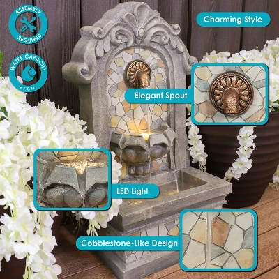 Sunnydaze Decor Sunnydaze Enchanting Estate Polyresin Flat Back Floor Outdoor Wall Fountain For The Patio, Deck, Or Yard - 27" - Gray 3 Sunnydaze Decor Sunnydaze Enchanting Estate Polyresin Flat Back Floor Outdoor Wall Fountain For The Patio, Deck, Or Yard - 27" - Gray