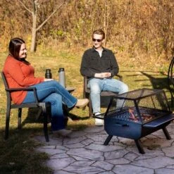 Sunnydaze Decor Sunnydaze Steel Grilling Fire Pit With Mesh Spark Screen And Protective PVC Cover - Black - 36." W X 32.5" D X 23.75" H -Furniture GUEST 9db053bb 8dcc 4689 89b4 08ca732dec2a