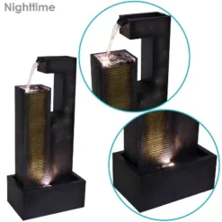 Sunnydaze Decor Sunnydaze 32"H Electric Metal Cascading Tower Outdoor Water Fountain With LED Lights -Furniture GUEST 9df8b4c3 4336 46b3 bbc4 78e361fa45ad