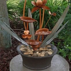 Sunnydaze Decor Sunnydaze 28"H Electric Polyresin Copper-Look Flower Blossoms Outdoor Water Fountain -Furniture GUEST 9e7388ed ee3e 4e44 b56e dec83c5c57fe