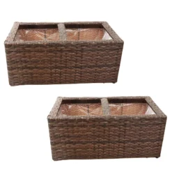 Sunnydaze Decor Sunnydaze 2-Section Rectangle Polyrattan Indoor Planters - 21.5" W X 11.5" D X 9.25" H - 2-Pack 21 Sunnydaze Decor Sunnydaze 2-Section Rectangle Polyrattan Indoor Planters - 21.5" W X 11.5" D X 9.25" H - 2-Pack -Furniture GUEST 9efb1169 412d 42ba 88e3 a053057fcbde