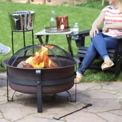 Sunnydaze Decor Sunnydaze Outdoor Camping Or Backyard Large Round Cauldron Fire Pit Bowl With Log Poker And Spark Screen - 29" -Furniture GUEST 9f5bde51 bf10 4fed ac7e f725da595e62