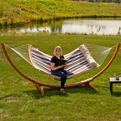 Sunnydaze Decor Sunnydaze Heavy-Duty Quilted 2-Person Hammock With Curved Bamboo Spreader Bars - 450 Lb Weight Capacity 15 Sunnydaze Decor Sunnydaze Heavy-Duty Quilted 2-Person Hammock With Curved Bamboo Spreader Bars - 450 Lb Weight Capacity - Image 13