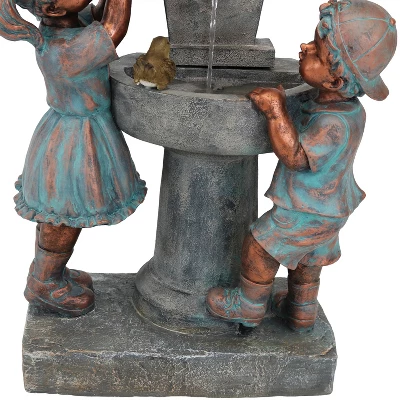 Sunnydaze Decor Sunnydaze 30"H Electric Polyresin Boy And Girl At Bird Bath Outdoor Water Fountain 6 Sunnydaze Decor Sunnydaze 30"H Electric Polyresin Boy And Girl At Bird Bath Outdoor Water Fountain - Image 4