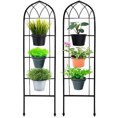 Sunnydaze Decor Sunnydaze Steel Wire Arched Climbing Plants Wall Trellis With Flowerpot Supports - 48" H - Black - 2-Pack 7 Sunnydaze Decor Sunnydaze Steel Wire Arched Climbing Plants Wall Trellis With Flowerpot Supports - 48" H - Black - 2-Pack - Image 5
