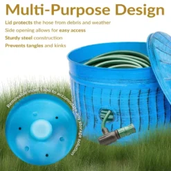 Sunnydaze Decor Sunnydaze 17.5" Outdoor Decorative Metal Garden Hose Holder With Lid - Blue Patina -Furniture GUEST a2133870 32fe 4494 af78 a4bbf8a9d7ef