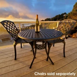 Sunnydaze Decor Sunnydaze Round Lattice Design Cast Aluminum Outdoor Patio Table With Umbrella Hole, Black -Furniture GUEST a27ecd8d 2c08 43dc a9e8 122d03cea567