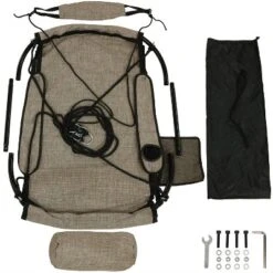 Sunnydaze Decor Sunnydaze Outdoor Olefin Hanging Hammock Chair Swing With Armrests, Side Pouch, Pillow, And Footrest - Beige -Furniture GUEST a2c60e3d 7134 4a5c ac2e 3f8353de1fad