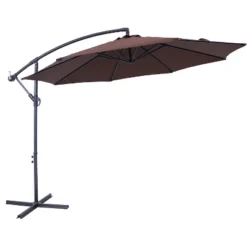 Sunnydaze Decor Sunnydaze Outdoor Steel Offset Cantilever Pool Patio Umbrella With Crank And Cross Base - 10' -Furniture GUEST a2d487b8 9bf2 4b29 bbdc 2881b5c6e685