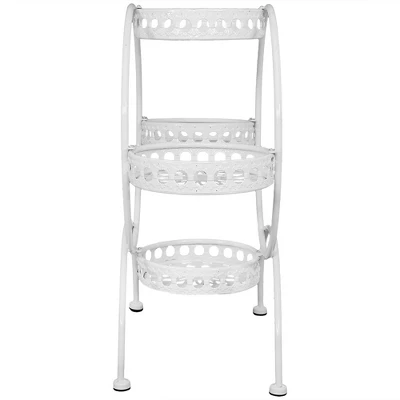 Sunnydaze Decor Sunnydaze Indoor/Outdoor Steel 4-Tiered Ferris Wheel Potted Flower Plant Stand Display - 28" - White 7 Sunnydaze Decor Sunnydaze Indoor/Outdoor Steel 4-Tiered Ferris Wheel Potted Flower Plant Stand Display - 28" - White - Image 5
