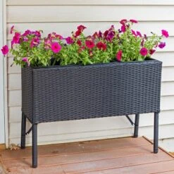 Sunnydaze Decor Sunnydaze 3-Section Wicker Raised Planter Bed For Indoor Or Outdoor Use - Black 23 Sunnydaze Decor Sunnydaze 3-Section Wicker Raised Planter Bed For Indoor Or Outdoor Use - Black -Furniture GUEST a53c0aab 3cd9 472c b79f a4344c16df1c