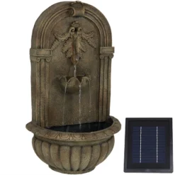 Sunnydaze Decor Sunnydaze 27"H Solar-Powered With Battery Pack Polystone Florence Outdoor Wall-Mount Water Fountain, Florentine Stone Finish -Furniture GUEST a56d3c8f e3e6 4564 b811 ebf1f7a41876