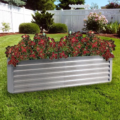 Sunnydaze Decor Sunnydaze Outdoor Vegetable Or Flower Galvalume Steel Raised Garden Bed For Backyard Or Garden - Rectangle - 71" 3 Sunnydaze Decor Sunnydaze Outdoor Vegetable Or Flower Galvalume Steel Raised Garden Bed For Backyard Or Garden - Rectangle - 71"