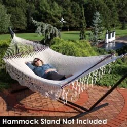 Sunnydaze Decor Sunnydaze Heavy-Duty Deluxe Hand-Woven Cotton American-Style Mayan Hammock With Spreader Bars - 770 Lb Weight Capacity -Furniture GUEST a6538edc 542e 4813 b570 52c7bd35c58d