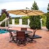 Sunnydaze Decor Sunnydaze Outdoor Steel Offset Cantilever Pool Patio Umbrella With Crank And Cross Base - 10' -Furniture GUEST a665e08d 193d 442e 8a32 9e99dcd8236f
