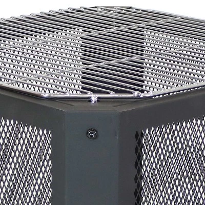 Sunnydaze Decor Sunnydaze Outdoor Camping Or Backyard Steel Square Grelha Fire Pit With Grilling Grate - 16" - Black 4 Sunnydaze Decor Sunnydaze Outdoor Camping Or Backyard Steel Square Grelha Fire Pit With Grilling Grate - 16" - Black - Image 2