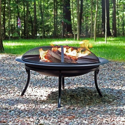 Sunnydaze Decor Sunnydaze Outdoor Portable Camping Or Backyard Folding Round Fire Pit Bowl With Spark Screen, Log Poker, Folding Stand, And Carrying Case Cover - 29" 2 Sunnydaze Decor Sunnydaze Outdoor Portable Camping Or Backyard Folding Round Fire Pit Bowl With Spark Screen, Log Poker, Folding Stand, And Carrying Case Cover - 29"