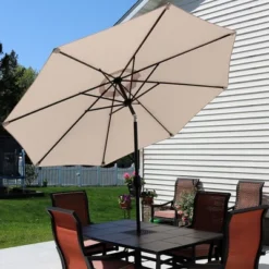 Sunnydaze Decor Sunnydaze Outdoor Aluminum Patio Table Umbrella With Polyester Canopy And Push Button Tilt And Crank - 9' -Furniture GUEST a6f4f9d7 09c3 460d 82ba ef6e6b2cdeed