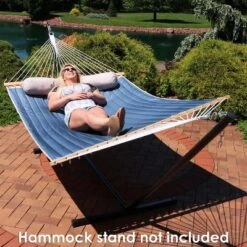 Sunnydaze Decor Sunnydaze Heavy-Duty 2-Person Quilted Designs Fabric Hammock With Spreader Bars And Detachable Pillow - 440 Lb Weight Capacity -Furniture GUEST a77e480f bf9d 4e21 bd13 cec32cd5f252
